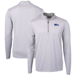 Seattle Seahawks Cutter & Buck Big & Tall Virtue Eco Pique Micro Stripe Tri-Blend Quarter-Zip Jacket - Gray Jackets