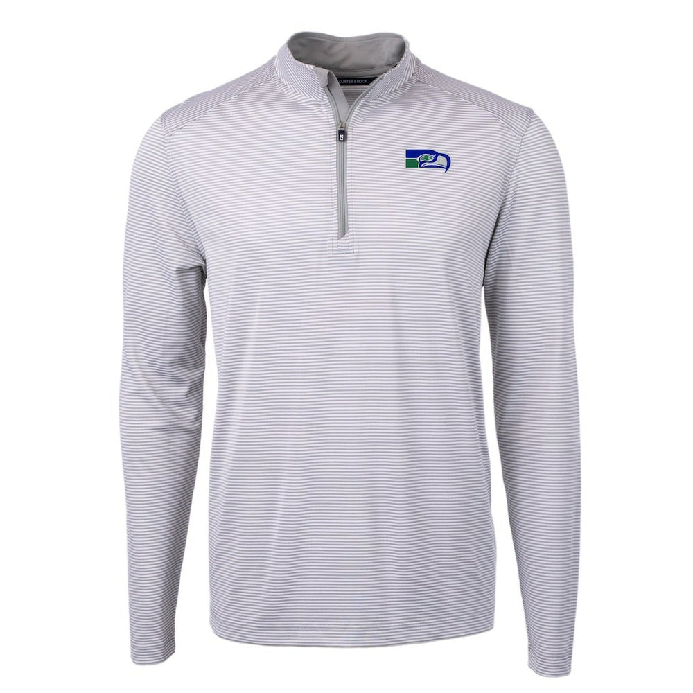 Seattle Seahawks Cutter & Buck Big & Tall Virtue Eco Pique Micro Stripe Tri-Blend Quarter-Zip Jacket - Gray Jackets