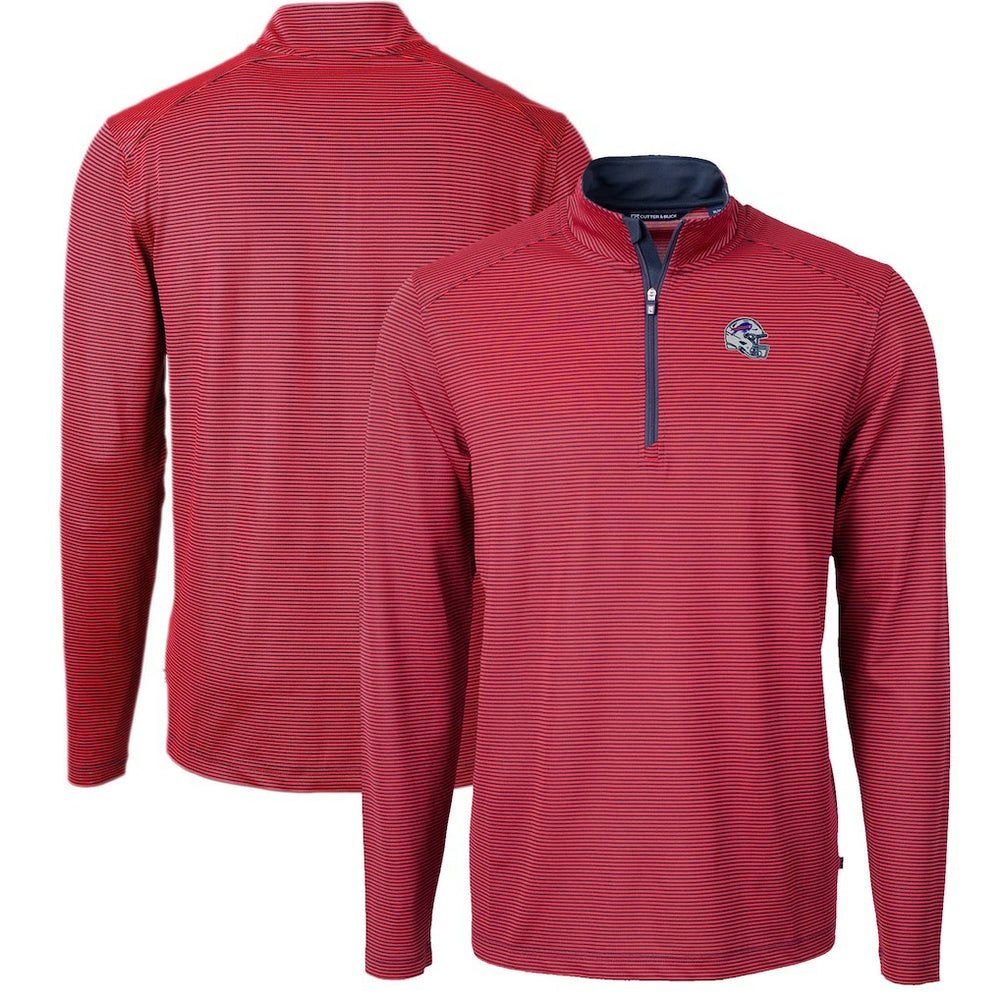 Buffalo Bills Cutter & Buck Big & Tall Virtue Eco Pique Micro Stripe Tri-Blend Quarter-Zip Jacket - Red Jackets