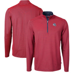Buffalo Bills Cutter & Buck Big & Tall Virtue Eco Pique Micro Stripe Tri-Blend Quarter-Zip Jacket - Red Jackets
