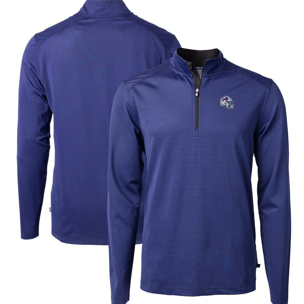 Buffalo Bills Cutter & Buck Big & Tall Virtue Eco Pique Micro Stripe Tri-Blend Quarter-Zip Jacket - Royal Jackets