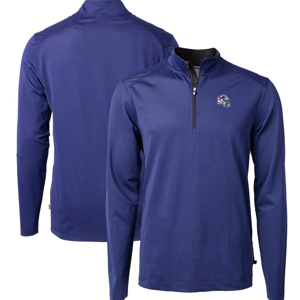 Buffalo Bills Cutter & Buck Big & Tall Virtue Eco Pique Micro Stripe Tri-Blend Quarter-Zip Jacket - Royal Jackets