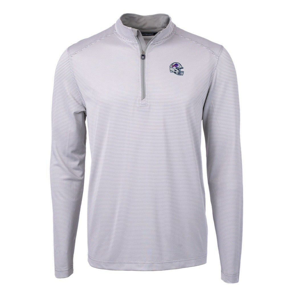 Buffalo Bills Cutter & Buck Big & Tall Virtue Eco Pique Micro Stripe Tri-Blend Quarter-Zip Jacket - Gray Jackets