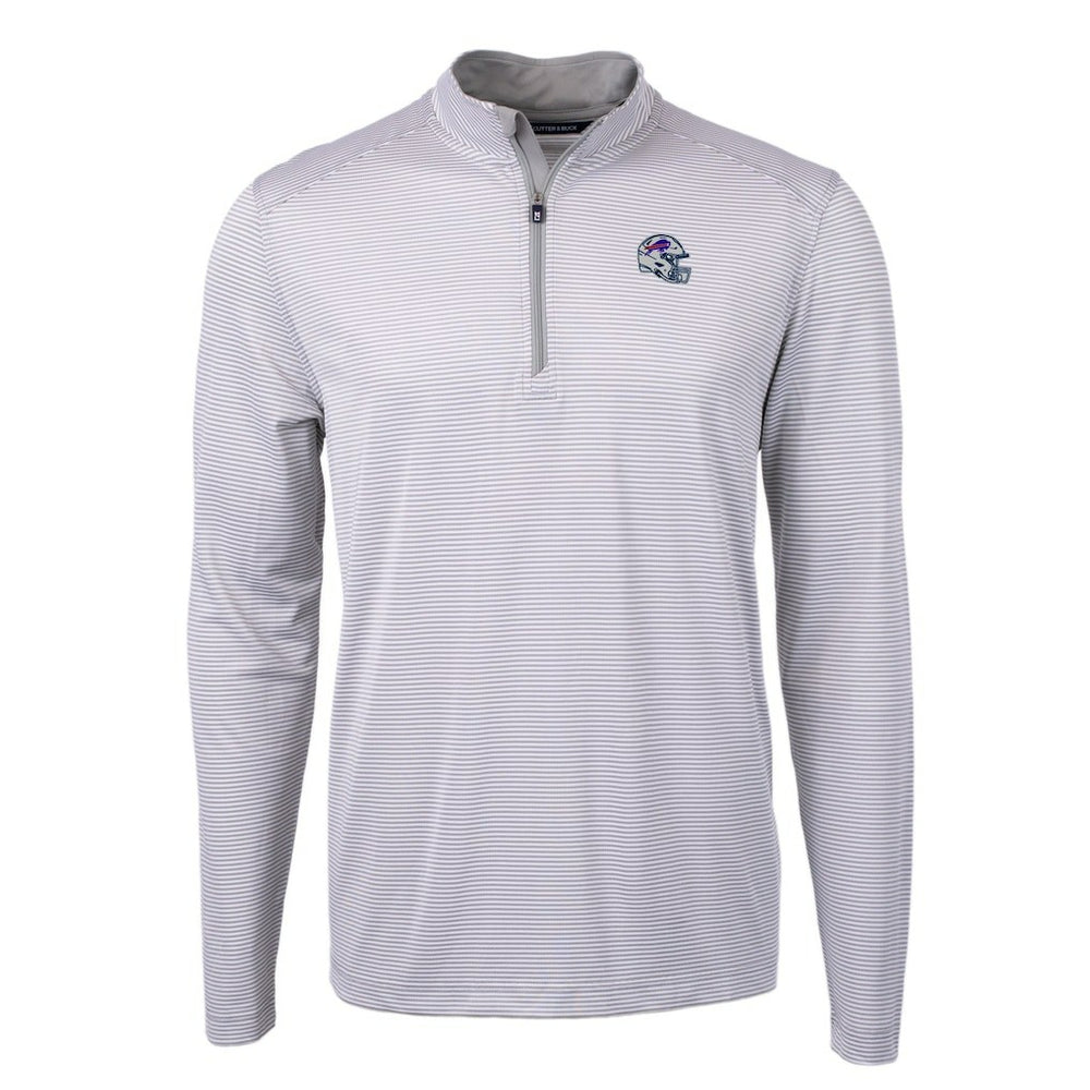 Buffalo Bills Cutter & Buck Big & Tall Virtue Eco Pique Micro Stripe Tri-Blend Quarter-Zip Jacket - Gray Jackets