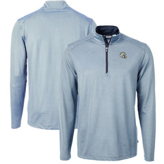 Los Angeles Chargers Cutter & Buck Big & Tall Virtue Eco Pique Micro Stripe Tri-Blend Quarter-Zip Jacket - Powder Blue Jackets