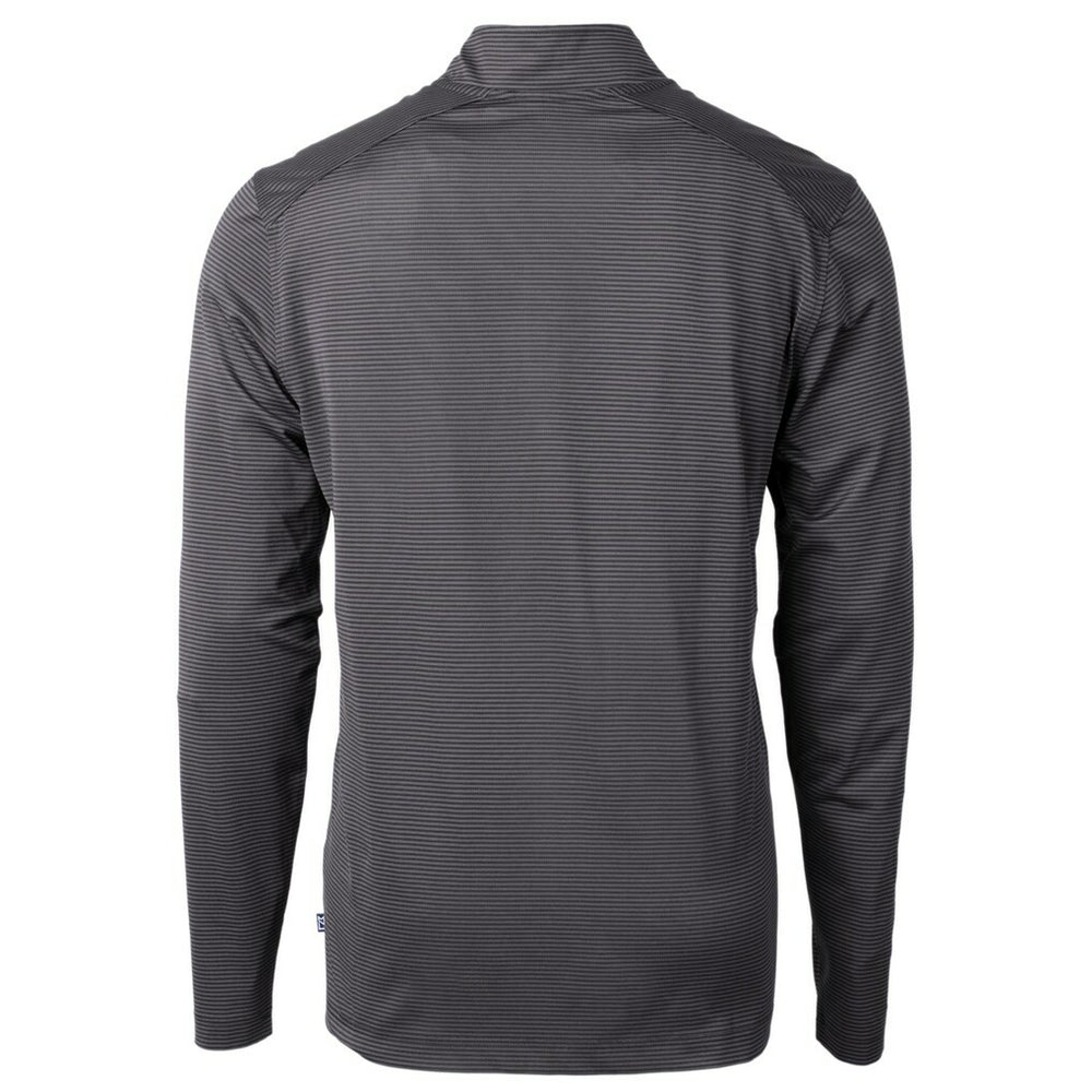 Minnesota Vikings Cutter & Buck Big & Tall Virtue Eco Pique Micro Stripe Tri-Blend Quarter-Zip Jacket - Black Jackets