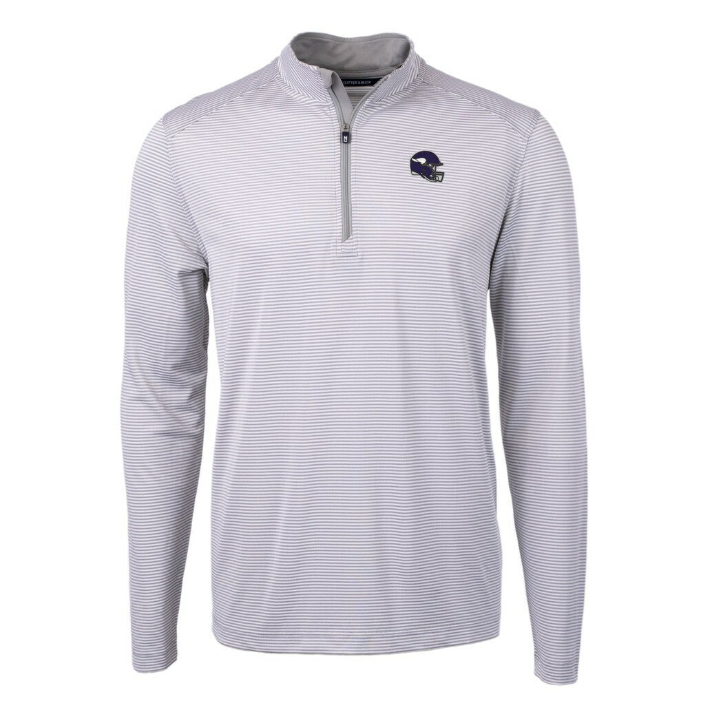 Minnesota Vikings Cutter & Buck Big & Tall Virtue Eco Pique Micro Stripe Tri-Blend Quarter-Zip Jacket - Gray Jackets