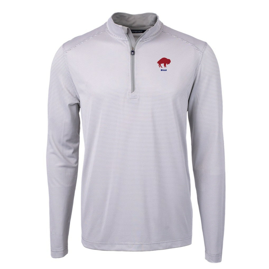 Buffalo Bills Cutter & Buck Big & Tall Virtue Eco Pique Micro Stripe Tri-Blend Quarter-Zip Jacket - Gray Jackets