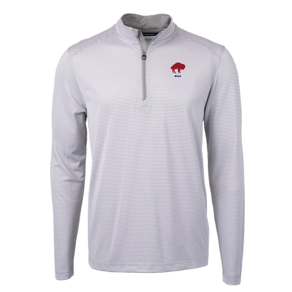 Buffalo Bills Cutter & Buck Big & Tall Virtue Eco Pique Micro Stripe Tri-Blend Quarter-Zip Jacket - Gray Jackets