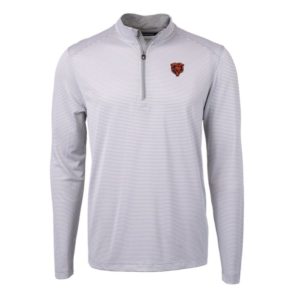 Chicago Bears Cutter & Buck Big & Tall Virtue Eco Pique Micro Stripe Tri-Blend Quarter-Zip Jacket - Gray Jackets