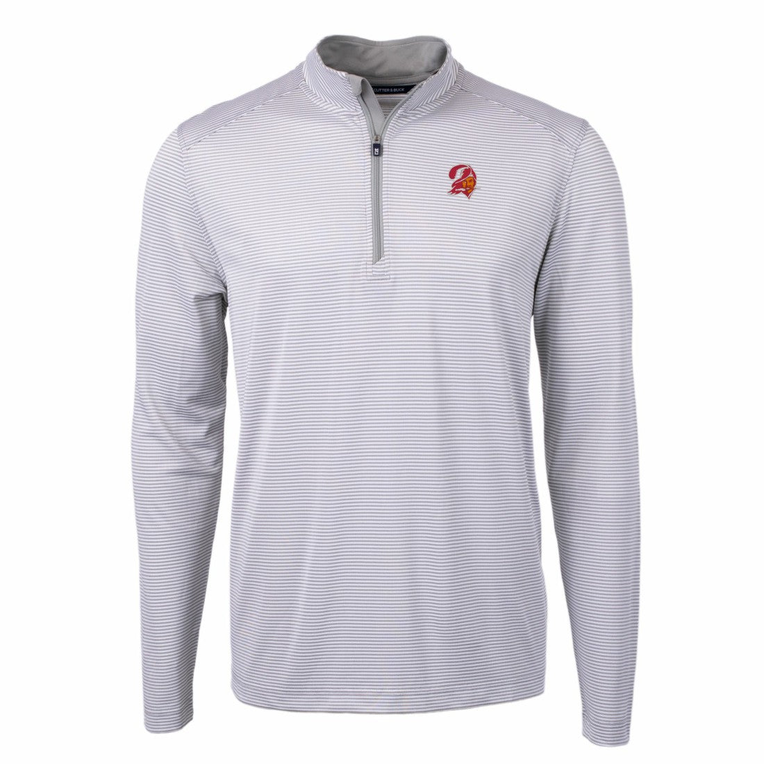 Tampa Bay Buccaneers Cutter & Buck Big & Tall Virtue Eco Pique Micro Stripe Tri-Blend Quarter-Zip Jacket - Gray Jackets