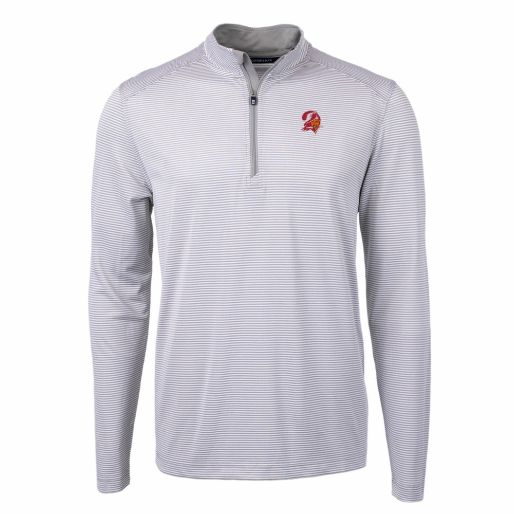 Tampa Bay Buccaneers Cutter & Buck Big & Tall Virtue Eco Pique Micro Stripe Tri-Blend Quarter-Zip Jacket - Gray Jackets
