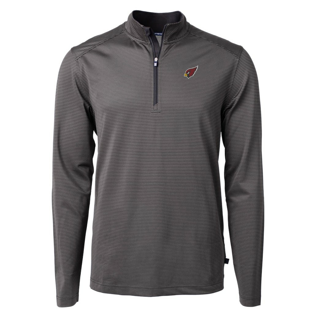 Arizona Cardinals Cutter & Buck Big & Tall Virtue Eco Pique Micro Stripe Tri-Blend Quarter-Zip Jacket - Black Jackets