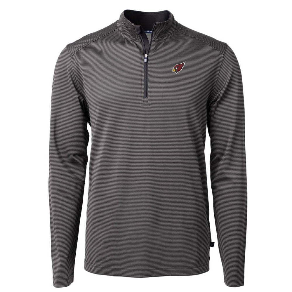 Arizona Cardinals Cutter & Buck Big & Tall Virtue Eco Pique Micro Stripe Tri-Blend Quarter-Zip Jacket - Black Jackets