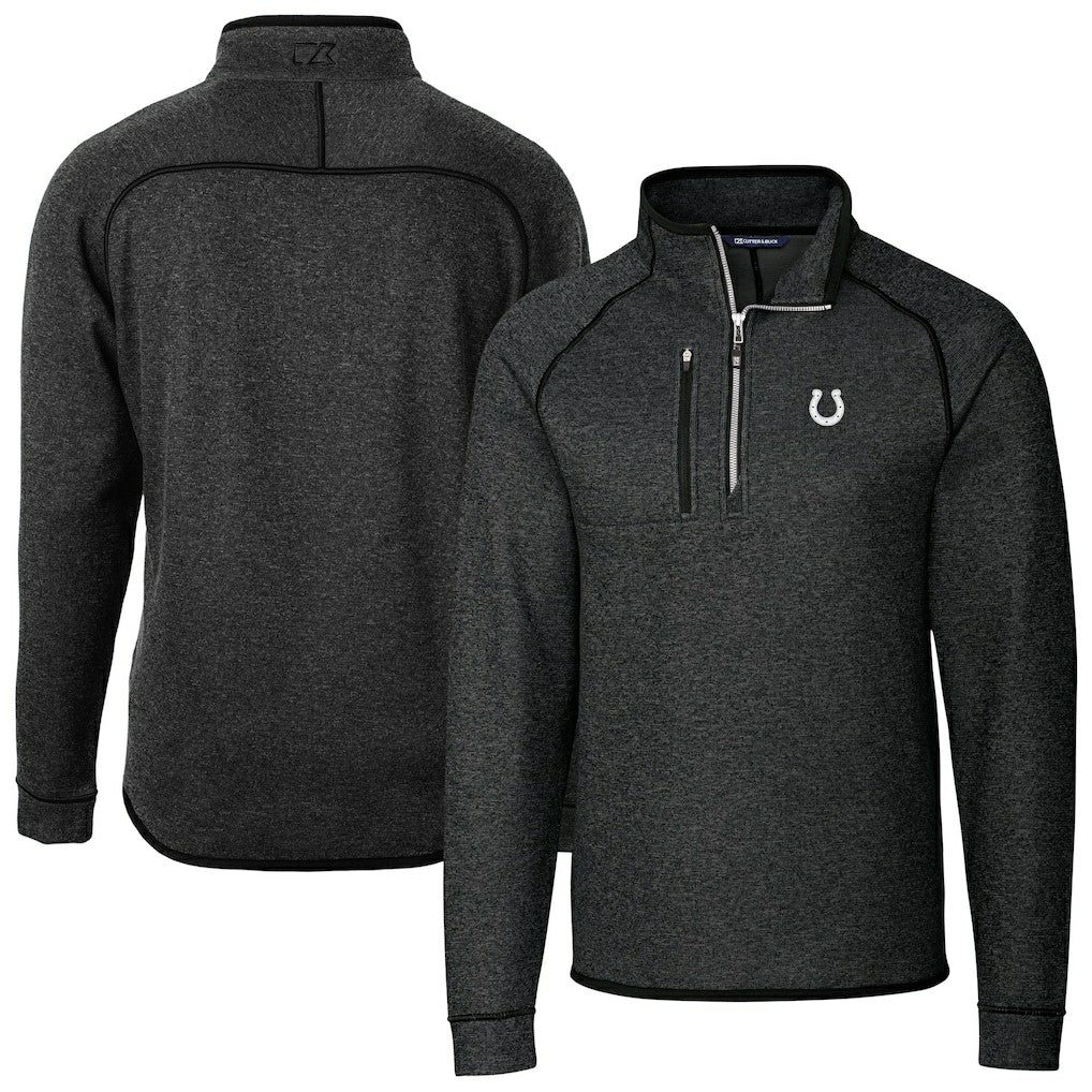 Indianapolis Colts Cutter & Buck Big & Tall Mainsail Sweater-Knit Half-Zip Jacket - Heather Charcoal Jackets