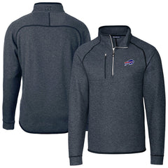 Buffalo Bills Cutter & Buck Big & Tall Mainsail Sweater-Knit Half-Zip Jacket - Heather Navy Jackets