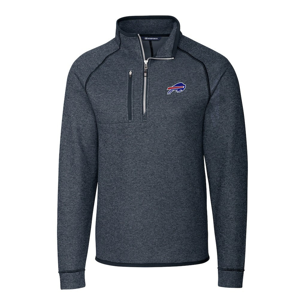 Buffalo Bills Cutter & Buck Big & Tall Mainsail Sweater-Knit Half-Zip Jacket - Heather Navy Jackets