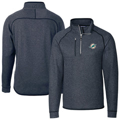 Miami Dolphins Cutter & Buck Big & Tall Mainsail Sweater-Knit Half-Zip Jacket - Heather Navy Jackets