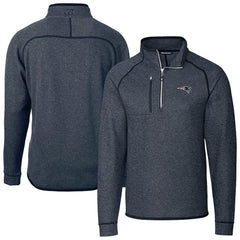 New England Patriots Cutter & Buck Big & Tall Mainsail Sweater-Knit Half-Zip Jacket - Heather Navy Jackets