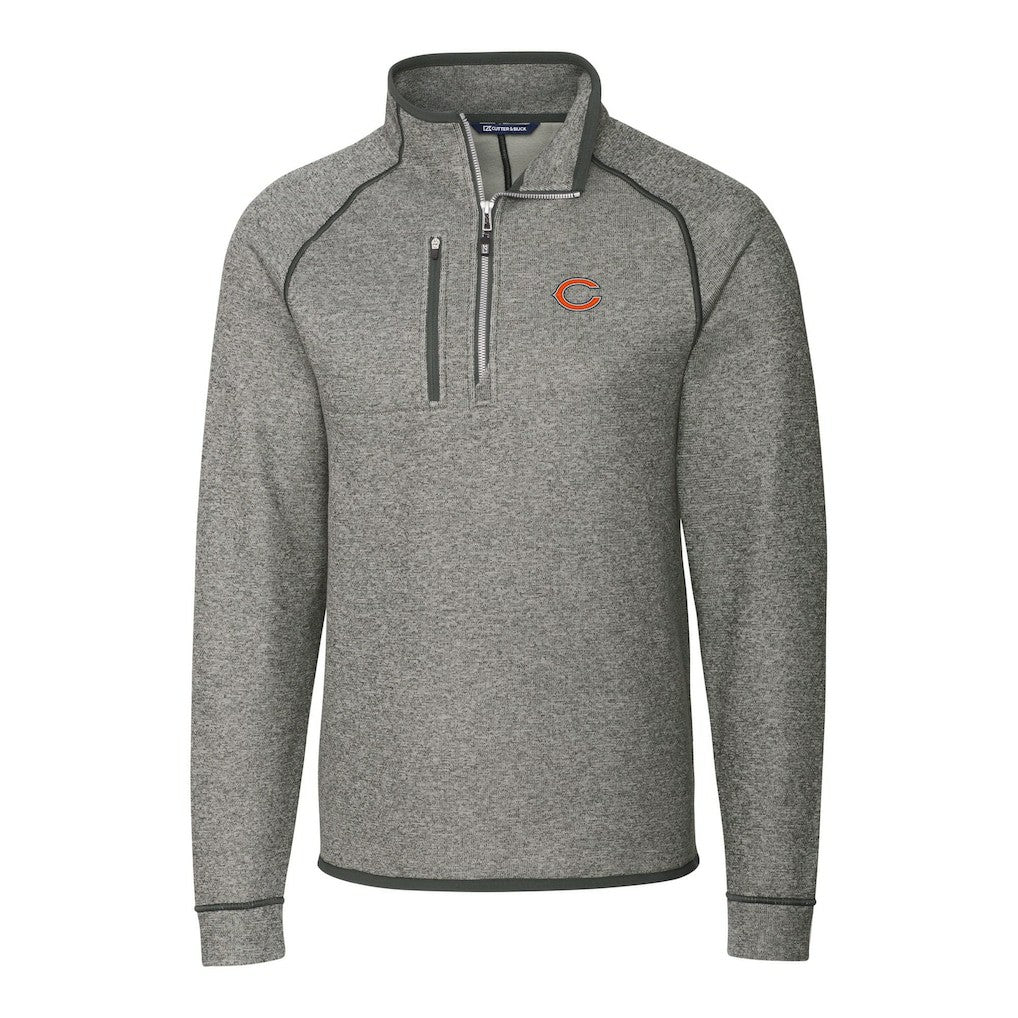 Chicago Bears Cutter & Buck Big & Tall Mainsail Sweater-Knit Half-Zip Jacket - Heather Gray Jackets