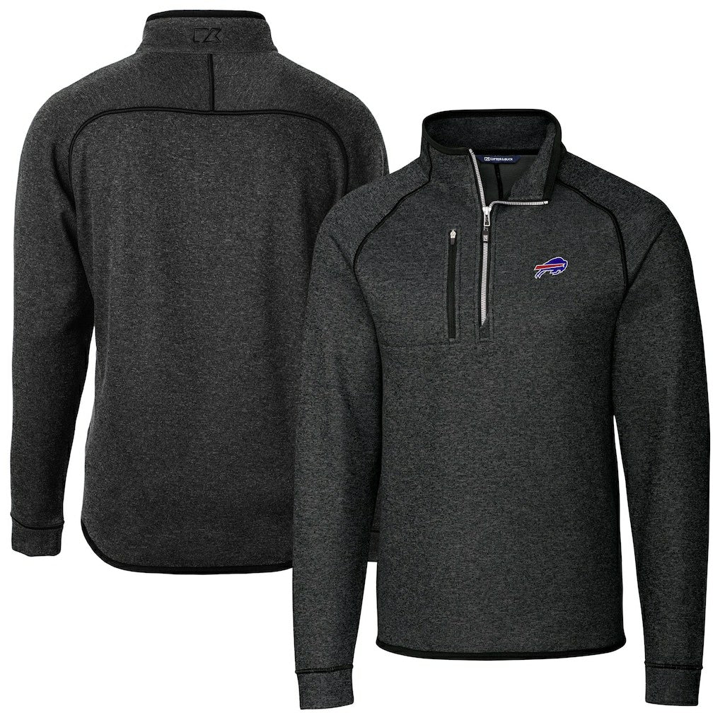 Buffalo Bills Cutter & Buck Big & Tall Mainsail Sweater-Knit Half-Zip Jacket - Heather Charcoal Jackets