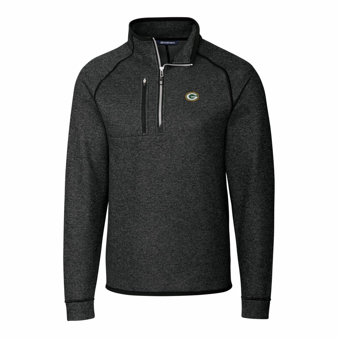 Green Bay Packers Cutter & Buck Big & Tall Mainsail Sweater-Knit Half-Zip Jacket - Heather Charcoal Jackets