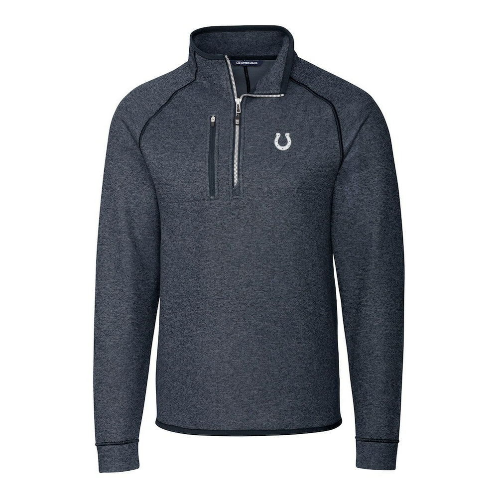 Indianapolis Colts Cutter & Buck Big & Tall Mainsail Sweater-Knit Half-Zip Jacket - Heather Navy Jackets