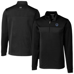 Indianapolis Colts Cutter & Buck Traverse Eco Stripe Tri-Blend DryTec Quarter-Zip Jacket - Black Jackets