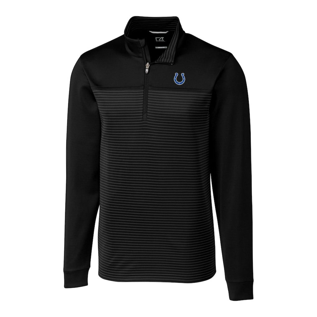 Indianapolis Colts Cutter & Buck Traverse Eco Stripe Tri-Blend DryTec Quarter-Zip Jacket - Black Jackets