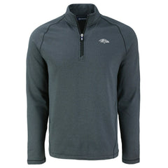 Baltimore Ravens Cutter & Buck Peshastin Eco Fleece Tri-Blend Raglan Recycled Quarter-Zip Jacket - Heather Black Jackets