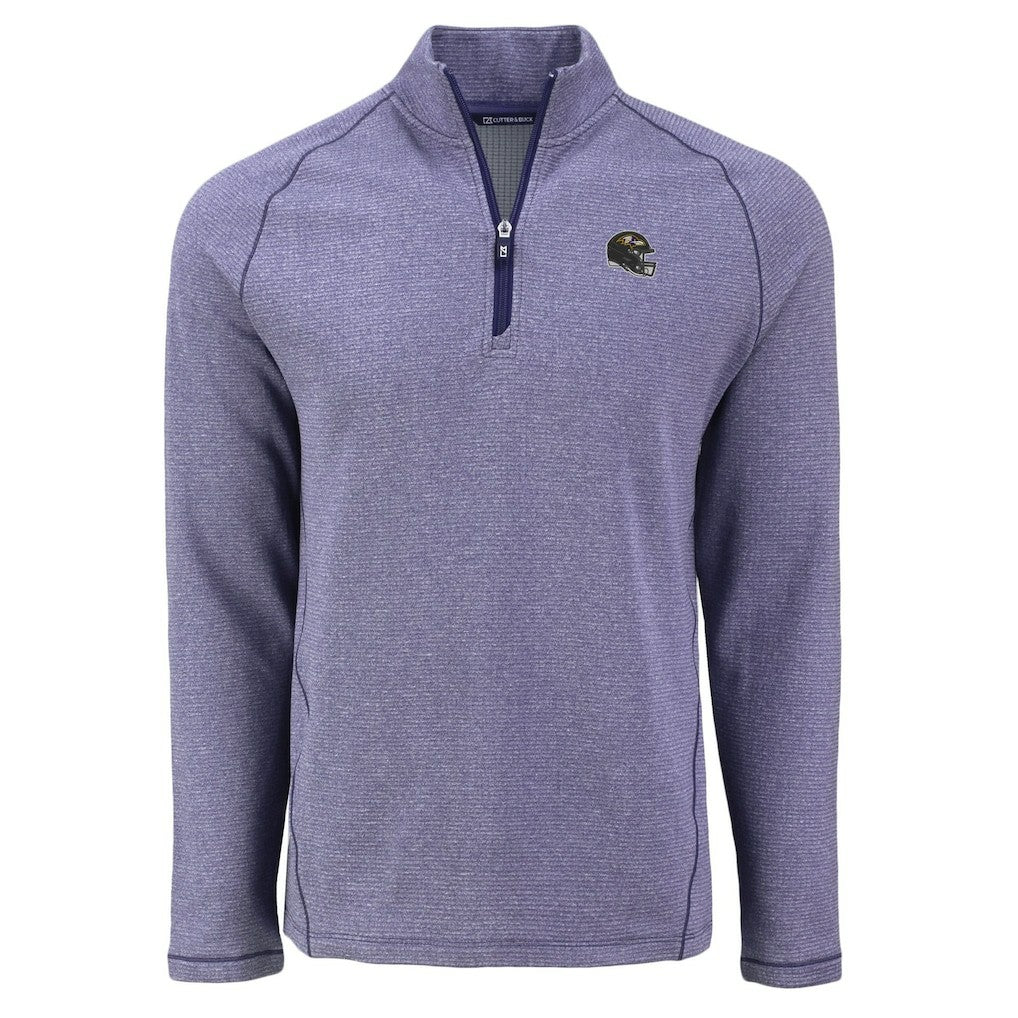 Baltimore Ravens Cutter & Buck Peshastin Eco Fleece Tri-Blend Raglan Recycled Quarter-Zip Jacket - Heather Purple Jackets