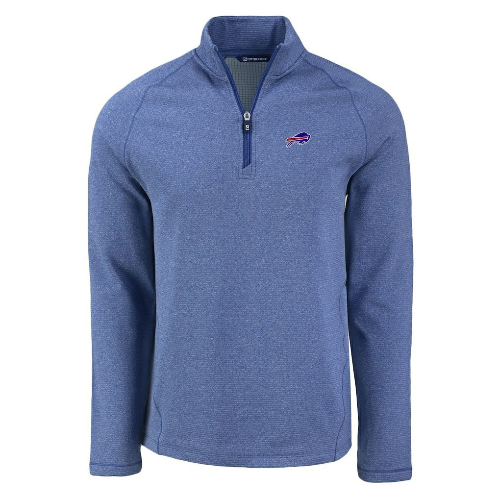 Buffalo Bills Cutter & Buck Peshastin Eco Fleece Tri-Blend Raglan Recycled Quarter-Zip Jacket - Heather Royal Jackets