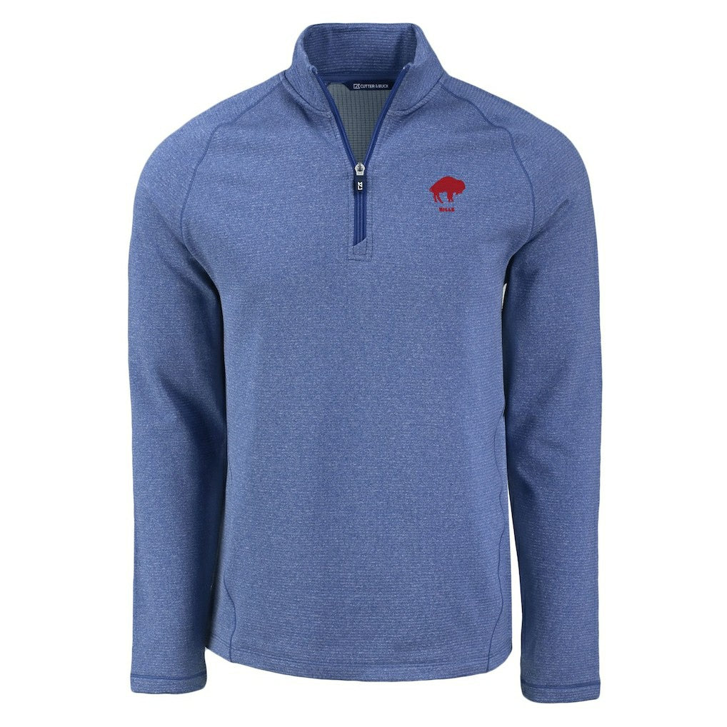 Buffalo Bills Cutter & Buck Peshastin Eco Fleece Tri-Blend Raglan Recycled Quarter-Zip Jacket - Heather Royal Jackets