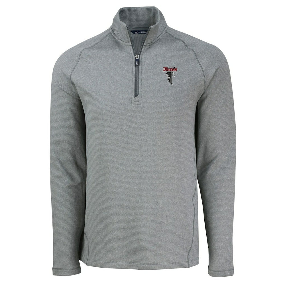 Atlanta Falcons Cutter & Buck Peshastin Eco Fleece Tri-Blend Raglan Recycled Quarter-Zip Jacket - Heather Gray Jackets
