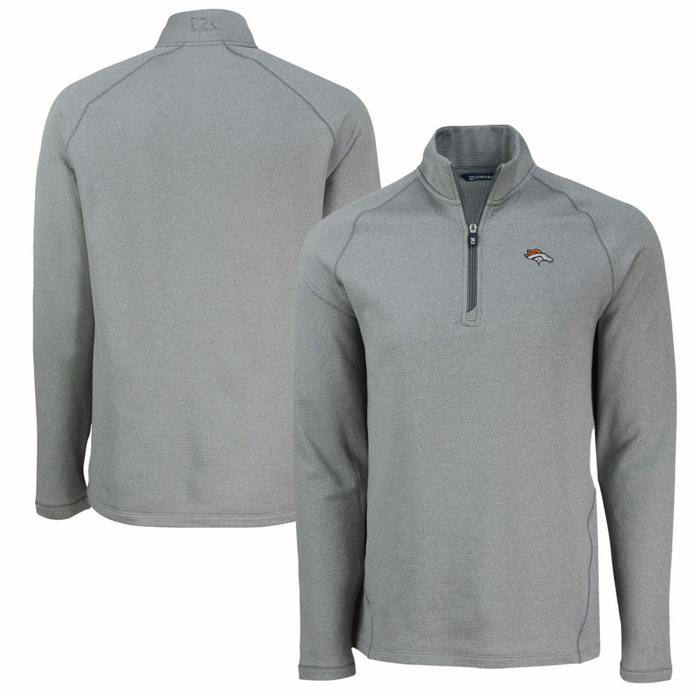 Denver Broncos Cutter & Buck Peshastin Eco Fleece Tri-Blend Raglan Recycled Quarter-Zip Jacket - Heather Gray Jackets