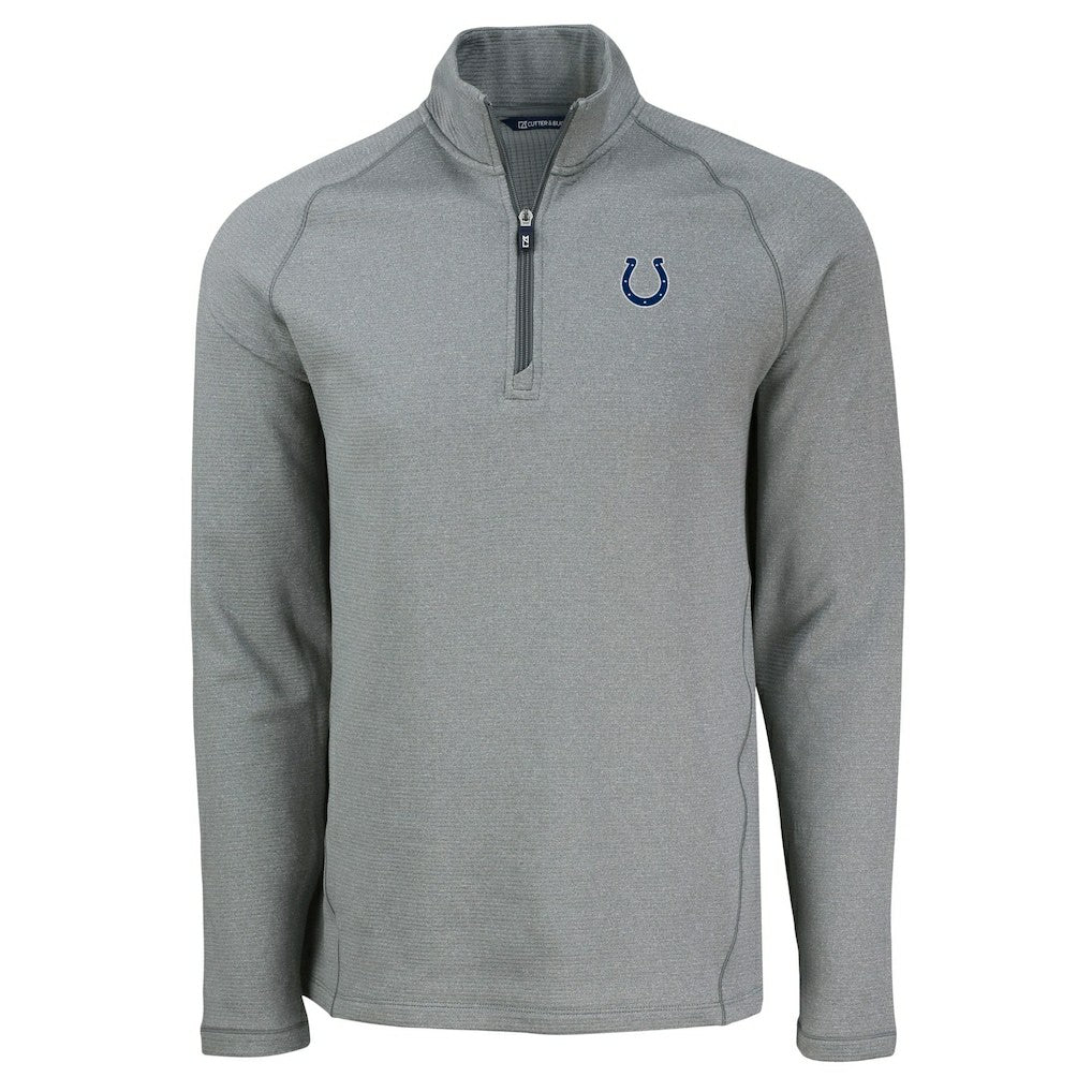 Indianapolis Colts Cutter & Buck Peshastin Eco Fleece Tri-Blend Raglan Recycled Quarter-Zip Jacket - Heather Gray Jackets
