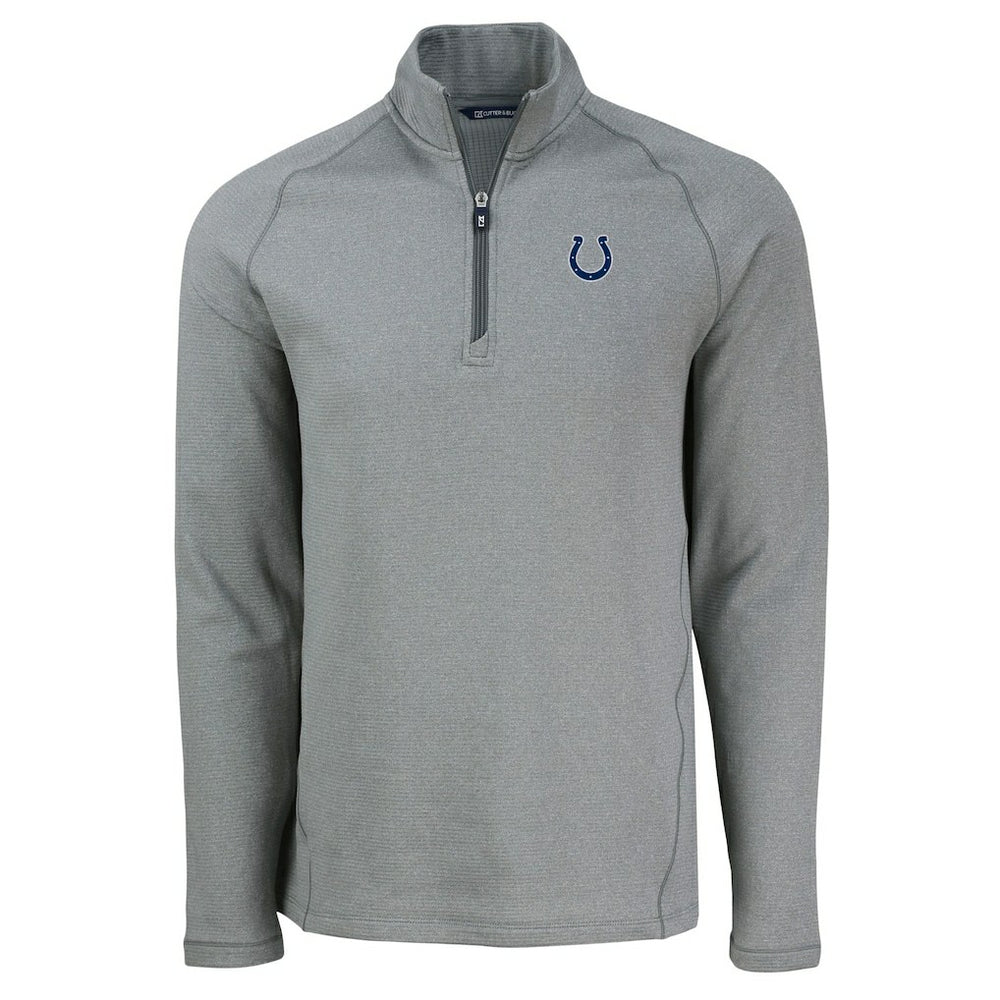 Indianapolis Colts Cutter & Buck Peshastin Eco Fleece Tri-Blend Raglan Recycled Quarter-Zip Jacket - Heather Gray Jackets