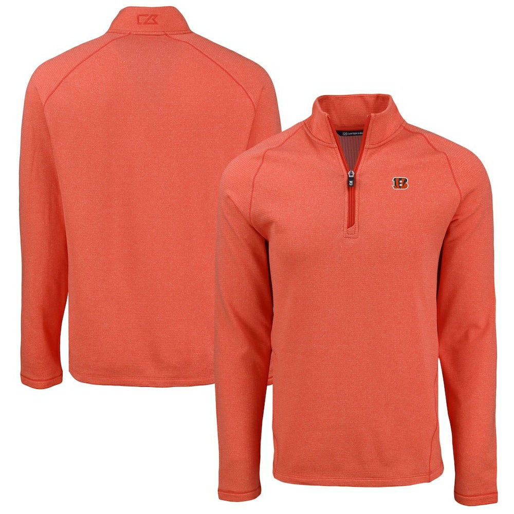Cincinnati Bengals Cutter & Buck Peshastin Eco Fleece Tri-Blend Raglan Recycled Quarter-Zip Jacket - Heather Orange Jackets