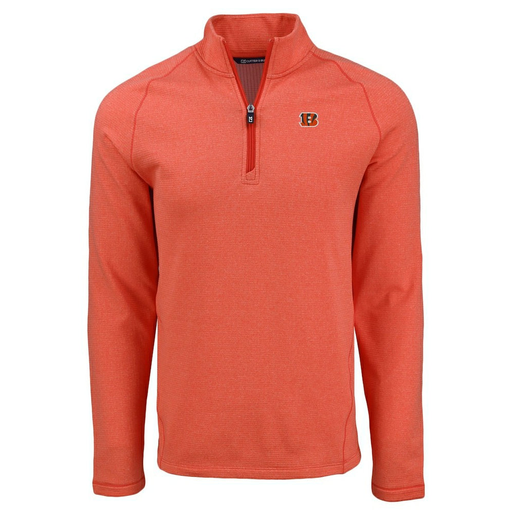 Cincinnati Bengals Cutter & Buck Peshastin Eco Fleece Tri-Blend Raglan Recycled Quarter-Zip Jacket - Heather Orange Jackets