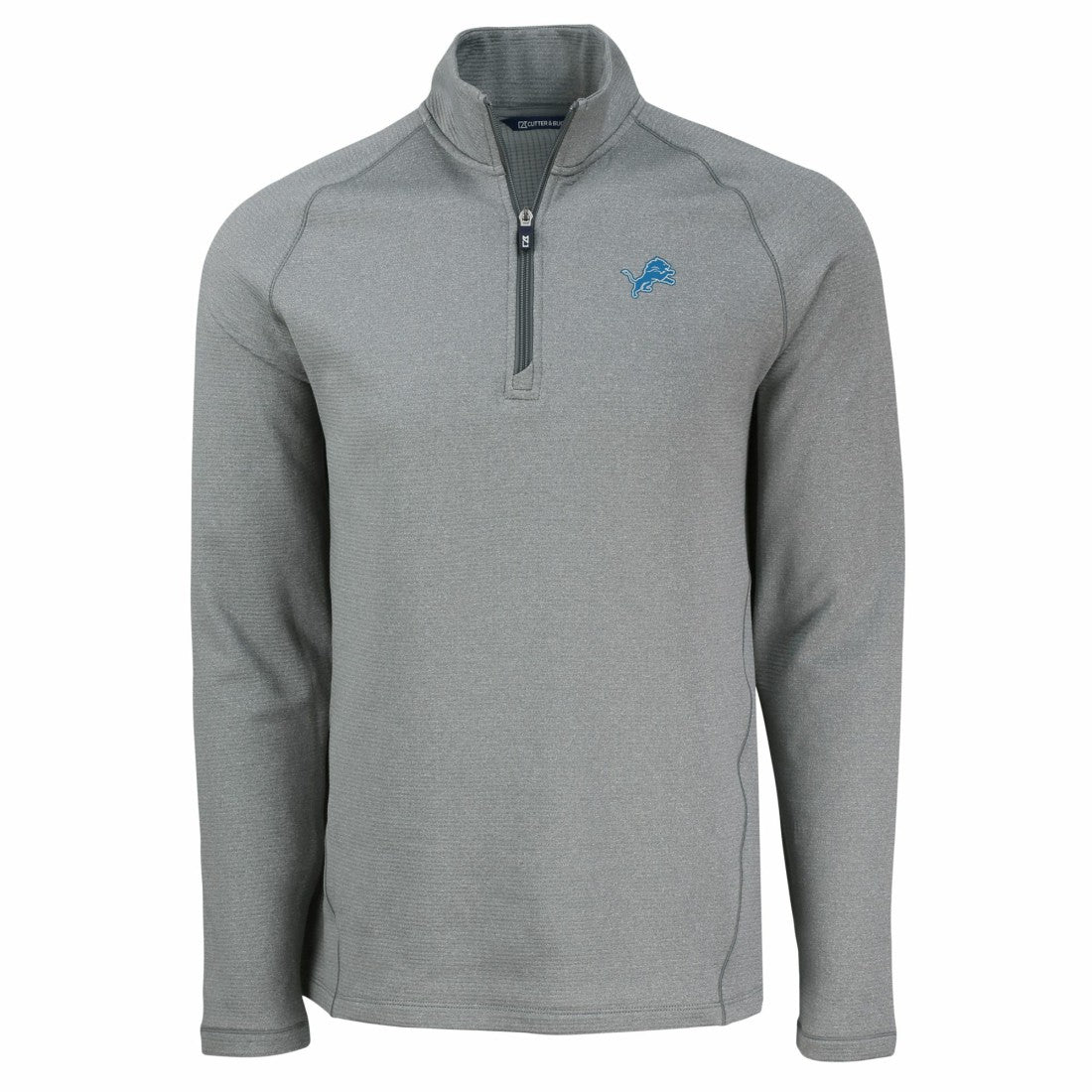 Detroit Lions Cutter & Buck Peshastin Eco Fleece Tri-Blend Raglan Recycled Quarter-Zip Jacket - Heather Gray Jackets