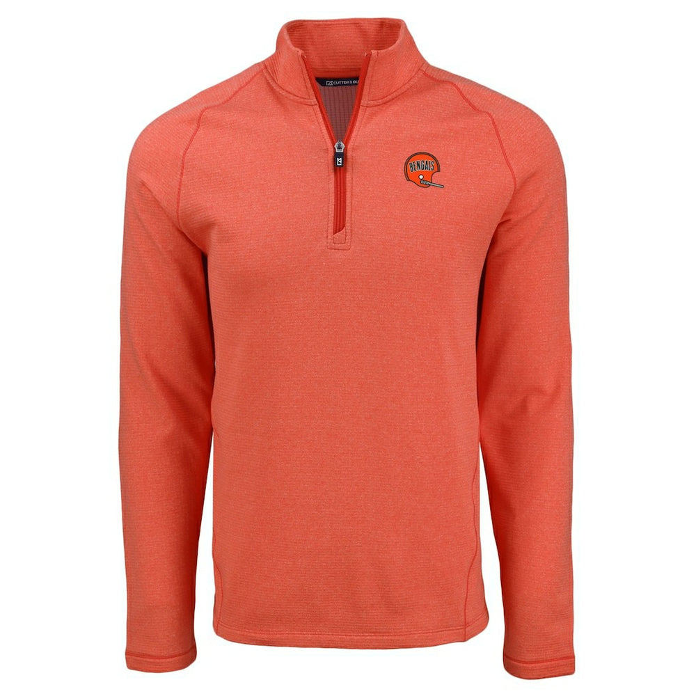 Cincinnati Bengals Cutter & Buck Peshastin Eco Fleece Tri-Blend Raglan Recycled Quarter-Zip Jacket - Heather Orange Jackets