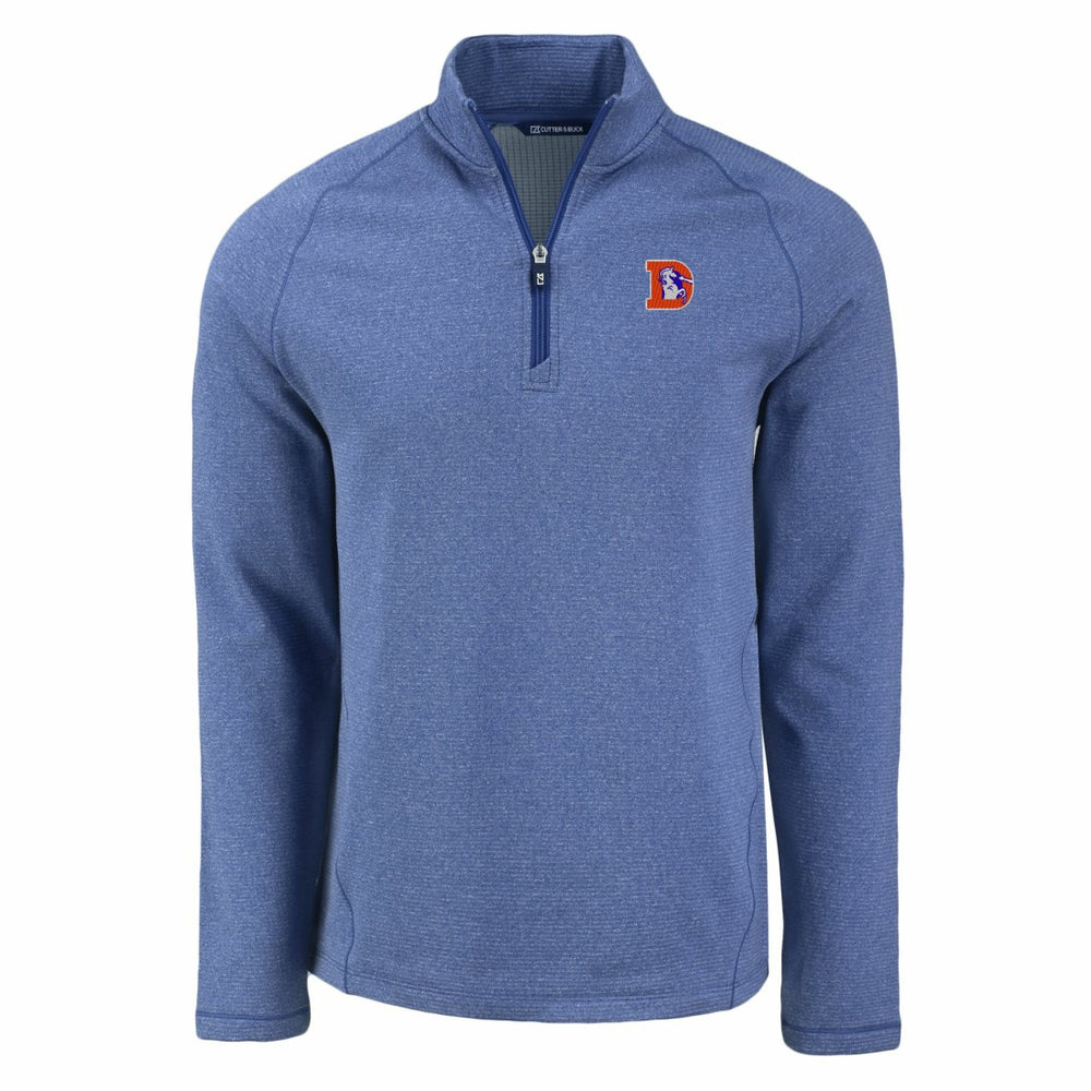 Denver Broncos Cutter & Buck Peshastin Eco Fleece Tri-Blend Raglan Recycled Quarter-Zip Jacket - Heather Royal Jackets