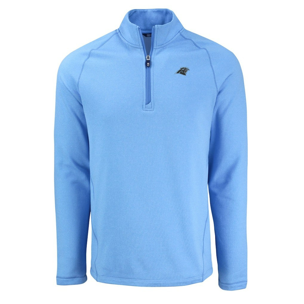 Carolina Panthers Cutter & Buck Peshastin Eco Fleece Tri-Blend Raglan Recycled Quarter-Zip Jacket - Heather Blue Jackets