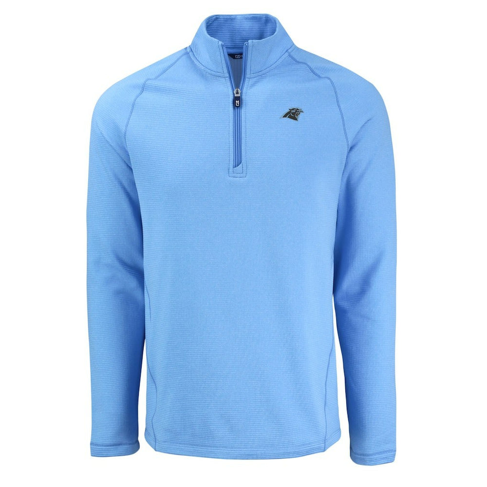 Carolina Panthers Cutter & Buck Peshastin Eco Fleece Tri-Blend Raglan Recycled Quarter-Zip Jacket - Heather Blue Jackets