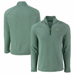 Green Bay Packers Cutter & Buck Peshastin Eco Fleece Tri-Blend Raglan Recycled Quarter-Zip Jacket - Heather Green Jackets