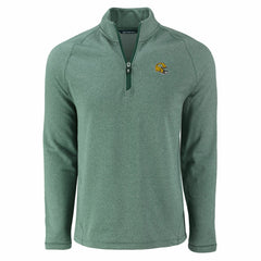 Green Bay Packers Cutter & Buck Peshastin Eco Fleece Tri-Blend Raglan Recycled Quarter-Zip Jacket - Heather Green Jackets
