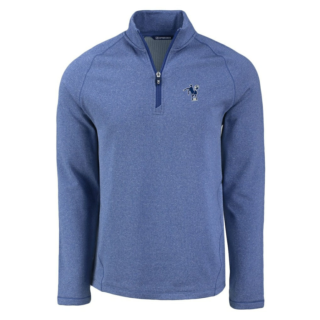 Indianapolis Colts Cutter & Buck Peshastin Eco Fleece Tri-Blend Raglan Recycled Quarter-Zip Jacket - Heather Royal Jackets