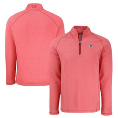 Kansas City Chiefs Cutter & Buck Peshastin Eco Fleece Tri-Blend Raglan Recycled Quarter-Zip Jacket - Heather Red Jackets