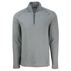 Los Angeles Chargers Cutter & Buck Peshastin Eco Fleece Tri-Blend Raglan Recycled Quarter-Zip Jacket - Heather Gray Jackets