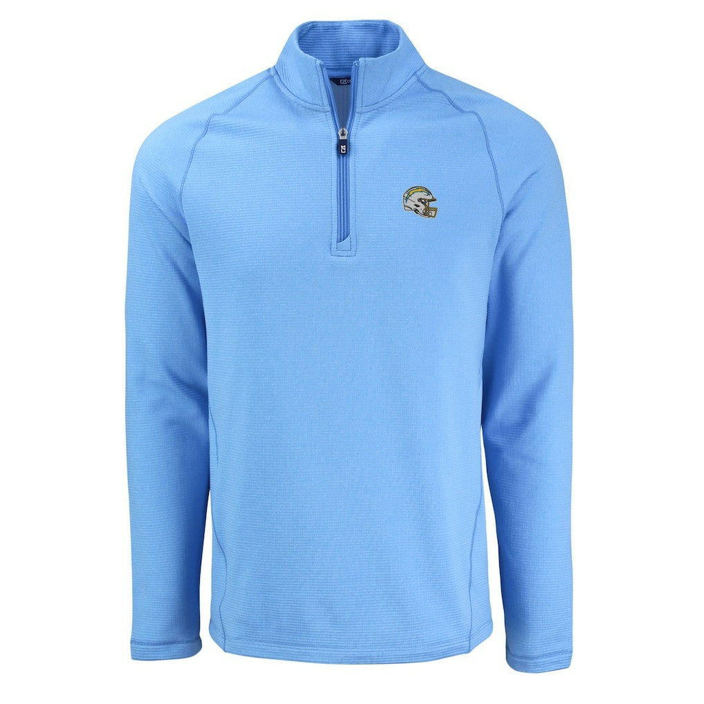 Los Angeles Chargers Cutter & Buck Peshastin Eco Fleece Tri-Blend Raglan Recycled Quarter-Zip Jacket - Heather Powder Blue Jackets